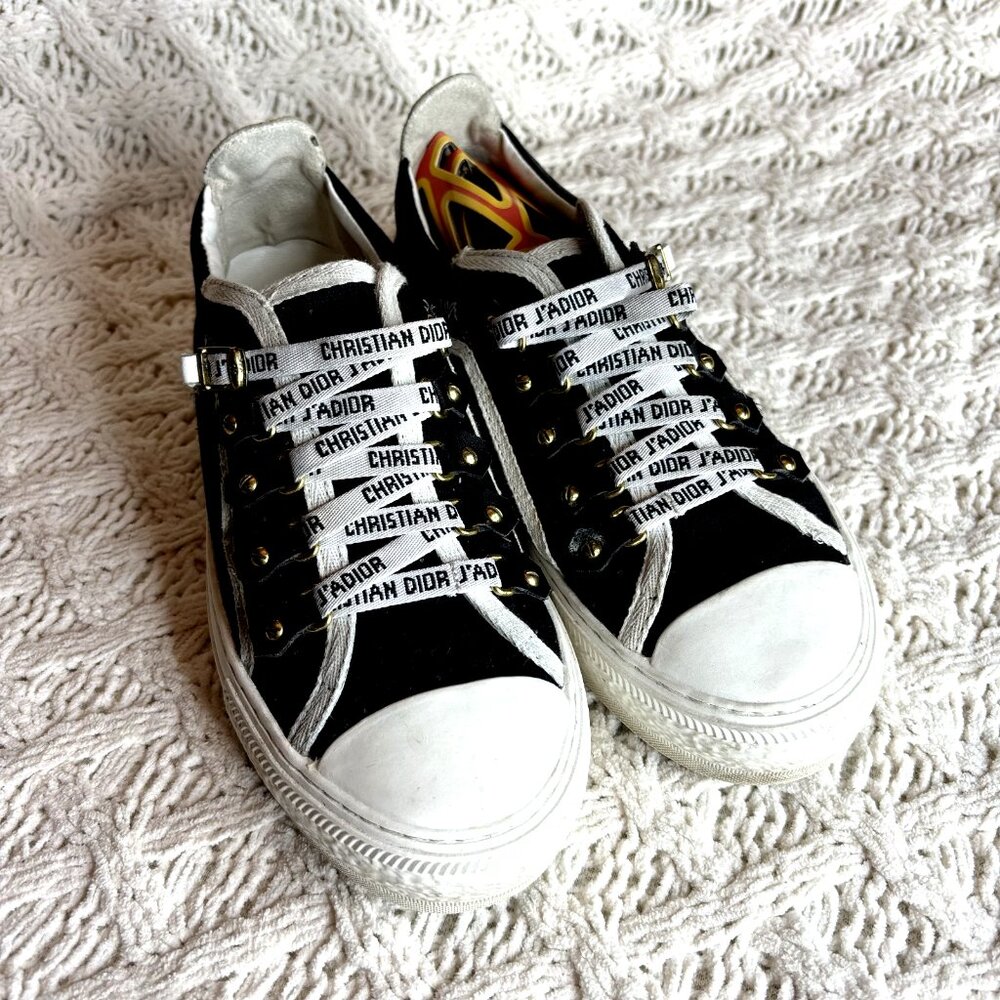 Dior Walk'n'Dior Women's Sneakers Black/White Canvas Sz 7 (39-40)‎ Low Top Shoes